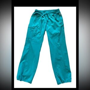 Women's Teal Relaxed Fit Stretch High-Rise Scrubs Size Medium